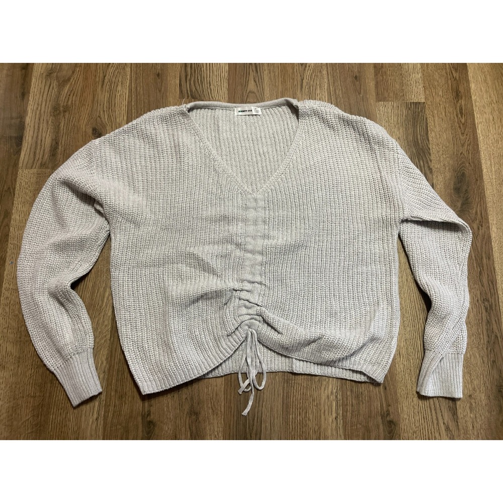 Society 212 Sweater, Women's Size Medium, Gray, Knit, V-neck, Long Sleeve